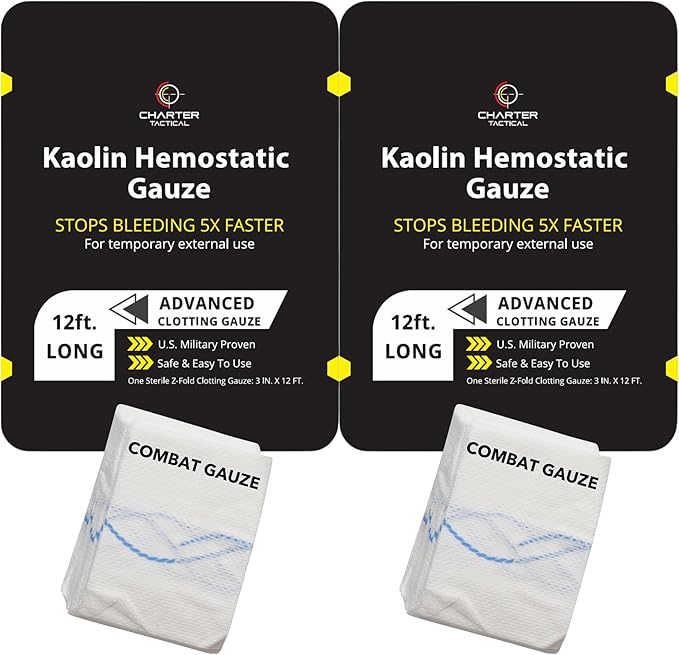 First Aid Advanced Quick Clotting Combat - Flexible Hemostatic - Stop The Bleed kit Faster Wound Packing with Quick Clotting Medical - Survival Kit Supplies - 3" x 12.5' (CT-GAUZE2)