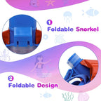 Full Face Snorkel Mask for Kids 4-16, 180 Degree Panoramic View Snorkeling Set Anti-Fog Anti-Leak, Foldable Dry Top Snorkeling Gear for Kids