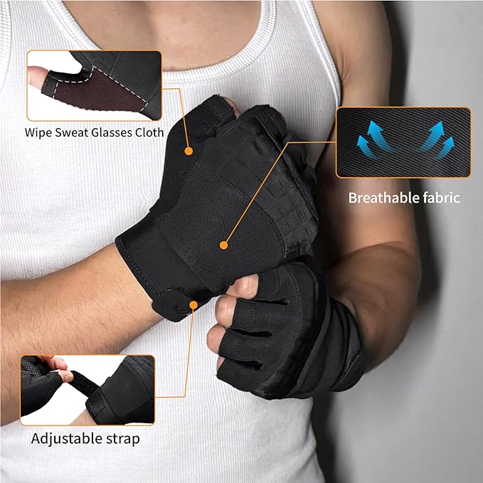 VWX Workout Gloves for Men and Women, Anti-Slip Gel Palm for Gym, Weight Lifting, Cycling, Weightlifting, Exercise, Climbing with Breathable and Sweat-Wicking Fabric