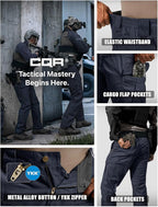 CQR Men's Flex Ripstop Tactical Pants, Water Resistant Stretch Cargo Pants, Lightweight EDC Hiking Work Pants