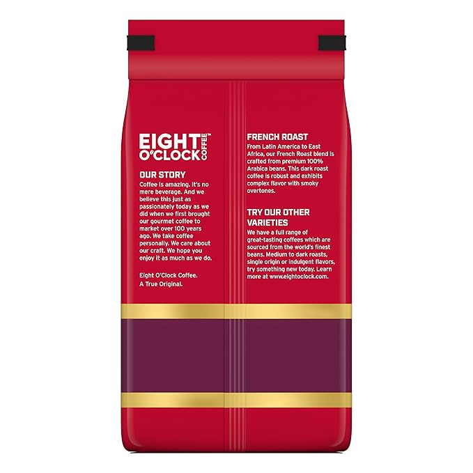 Eight O'Clock Coffee French Roast Ground Coffee, Dark Roast, 21 Ounce (Pack of 1) - Smoky & Complex