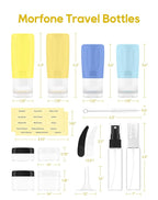 Morfone 16 Pack Silicone Travel Bottles Set for Toiletries TSA Approved Travel Containers Leakproof Squeezable Refillable Accessories 2oz 3oz for Shampoo Conditioner Lotion Liquids (Yellow Blue)
