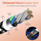 Multi Charging Cable,Dual Type-C Multiple Charger Cable Nylon Braided 4 in 1 Multi USB Cable Charging Cord with IP/Type C/Micro USB Ports for Cell Phones/iPhone/Tablets/Galaxy & More-1Pack 5Ft