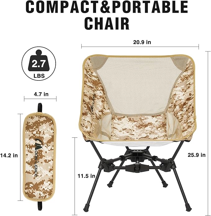 MOON LENCE Portable Camping Chair Backpacking Chair - The 4th Generation Ultralight Folding Chair - Compact, Lightweight Foldable Chairs for Hiking Mountaineering, Beach