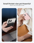 VEEKTOMX Small Portable Charger 10000mAh, Mini Power Bank 22.5W Fast Charging, Slim & Lightweight Travel Essentials, 3-Output External USB C Battery Pack Compatible with iPhone 17 16 15 (Dark Black)