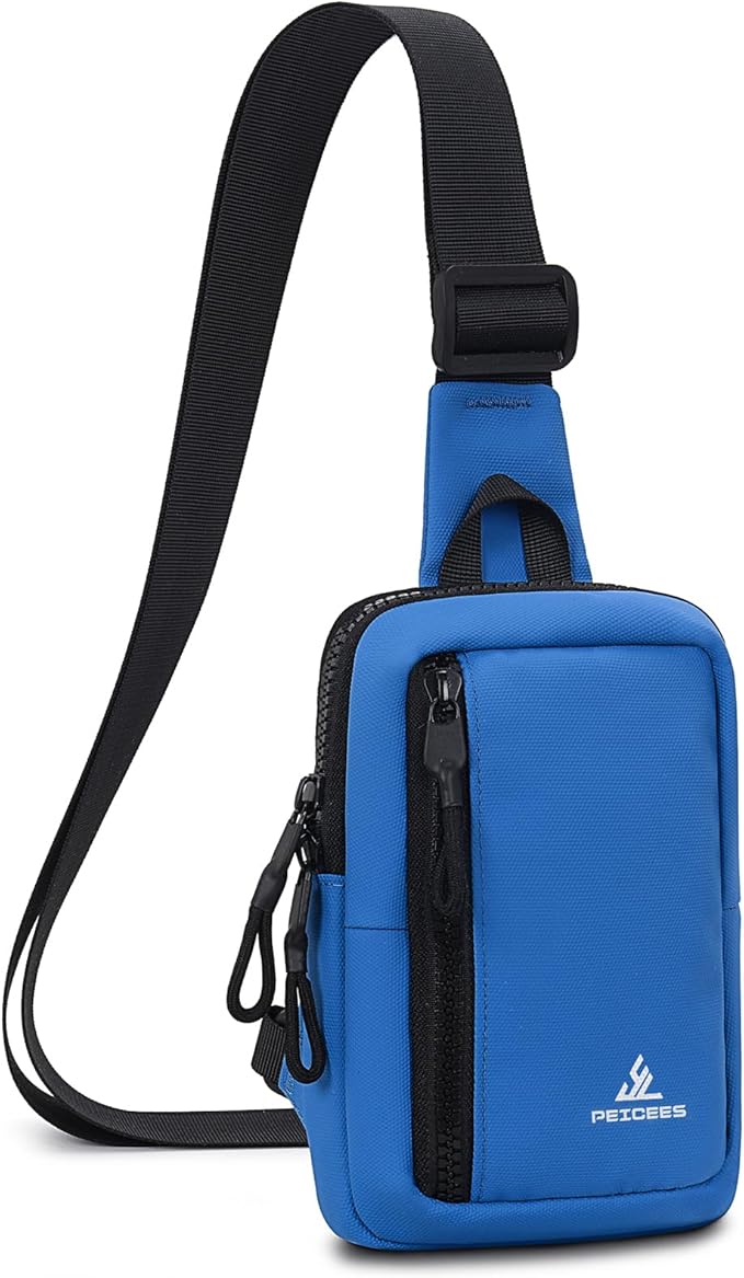 Peicees Small Crossbody Bag for Men Women Mini Sling Bag Travel Running Phone Daypack Cross Body Shoulder Bags, 2 Sizes, Mini Navy Blue