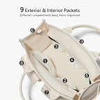 TOPDesign Heavy-Duty Canvas Tote Bag for Women, Adjustable Crossbody/Shoulder Handbag with 9 Pockets, Everything Tote