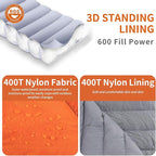 Ultralight Down Sleeping Bag for Adults - 600 Fill Power, Cold Weather, Backpacking, Camping, Hiking