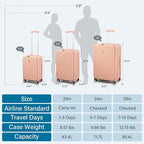 20 Inch Carry on Luggage 22x14x9 Airline Approved Hard Shell Suitcases with Wheels, Top Opening Expandable Carry on Luggage with Cup Holder Small Rolling Suitcase with Lock, Pink