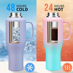 40 oz Insulated Water-Bottle that fits in Cup Holder - Straw & Chug Lid, Cold 48h/Hot 24h, Travel Coffee Tumblers with Handle & Strap Carrier Bag & Protective Boot, Leak Proof Metal Flask Cup