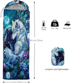 Sleeping Bags for Adults and Kids，3D Printing Camping Sleeping Bag for Girls Boys Lightweight Waterproof Cold/Warm 3-Season，Outdoor Travel with Compression Bags