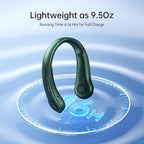 JISULIFE Portable Neck Fan, Hands Free Bladeless Fan, 5 Speeds, 4000 mAh Battery Operated Wearable Personal Fan, Twistable, Rechargeable, Gift for Women Men-Dark Green