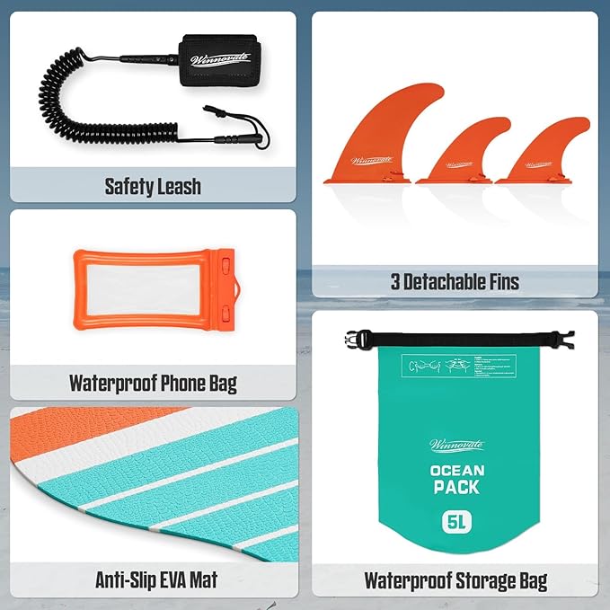 Inflatable Paddle Boards for Adults and Youth, 11'x33 Wood Grain Stand Up Paddle Board with SUP Accessories, Portable Inflatable Paddleboard for All Skill Levels,Blow Up Paddle Board as Present