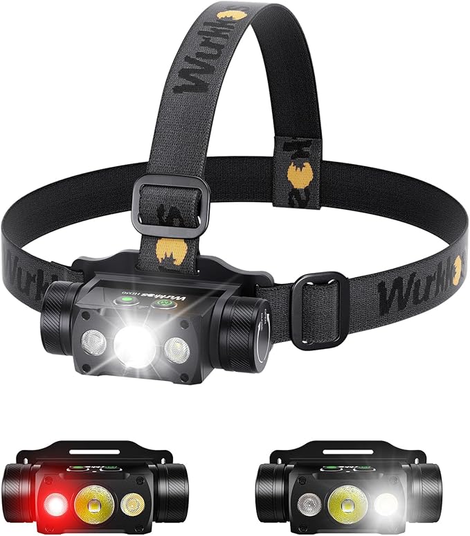 Wurkkos HD50 4000 Lumens Super Bright Headlamp, Head Lamp with Red Light Mode, High CRI, LED Headlamp with Magnetic Tailcap, Rechargeable Headlamps for Adults, Camping, Night Fishing, Hiking, IPX67