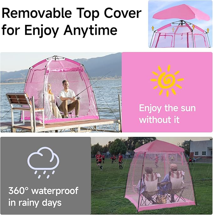 All Weather Proof Pod Sports Pod,540°View Weather Tent,1-4 Person Instant Tent with Sealed Floor,Outdoor Screen House with Carrying Bag,Screen Room for Sport Event,Camping,Fishing