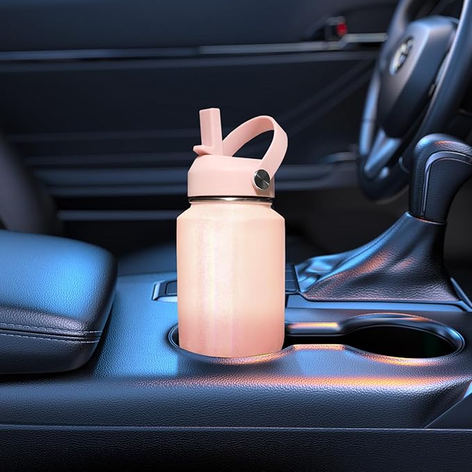 SENDESTAR 40oz Stainless Steel Water Bottle(Cold for 48 Hrs, Hot for 24 Hrs),Double Wall Vacuum Insulated Bottle with Straw Lid, Spout Lid and Flex Cap, Fit in Any Car Cup Holder TXIN-40-Laser G Pink