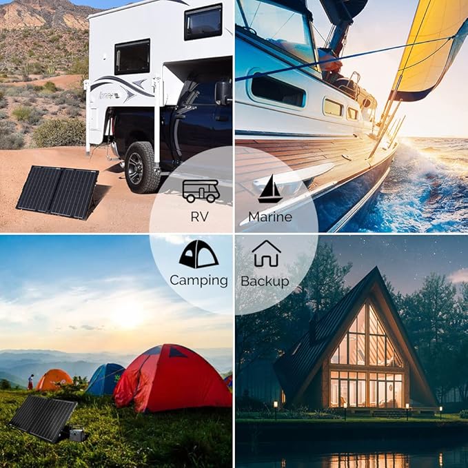 Renogy 100 Watt 12 Volt Portable Solar Panel for Power Station, Foldable 100W Solar Panel Suitcase with Adjustable Kickstand, Solar Charger for RV Camping Off Grid System,Black