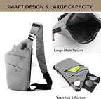 Anti Theft Crossbody Bags for Women Men, Multi-Pocket Shoulder Bag, Slim Sling Purse with 2 RFID Blocking Card (Right Shoulder-Purple)