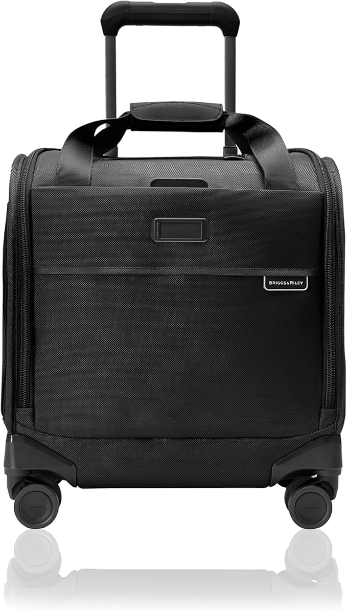Briggs & Riley Cabin Spinner - Carry On Luggage for Travel, Suitcases with Wheels, Softside Rolling Bag for Men & Women, Fits Under Plane Seat, Interlocking Handle - Baseline Collection, Black