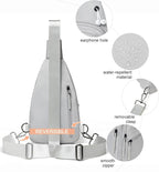 7L Sling Bag For Women Faux Leather Anti Theft Small Casual Daypack Backpack Fanny Pack Crossbody Chest Bags Purse Waterproof Light Grey