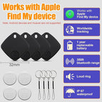 Tracker Tags-4 Pack, Bluetooth Tracker Work with Find My (iOS Only), Smart Trakcer Tag Key Finder and Item Locator with Lanyard, Tracker Tag for Keys, Luggage Replaceable Battery