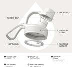 IDEUS Insulated Stainless Steel Water Bottle with 2 Leak-Proof Lids, Thermal Water Flask for Hiking Biking, 32oz, White