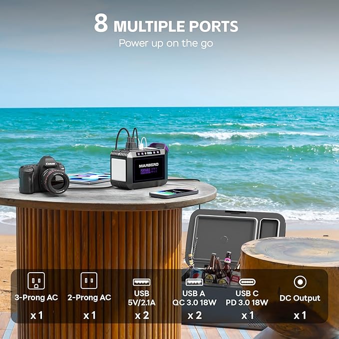 MARBERO 172Wh Solar Generator with 40W Solar Panel, Portable Power Station 200W, Camping, Outdoor, Hiking, Fishing, Emergency