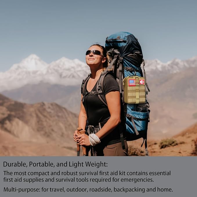[Upgrade] Survival First Aid Kit Outdoor Molle System with Tactical Gear Set Trauma Kit for Camper Travel Hunting Hiking and Adventures