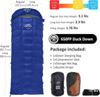 -10°F 0°F 10°F 15°F Down Sleeping Bag for Adults,800/650 Fill Power,Ultralight Wearable 4 Season Cold Weather Rectangle Sleeping Bag for Camping Hiking,Can be Used as a Down Blanket or Cloak