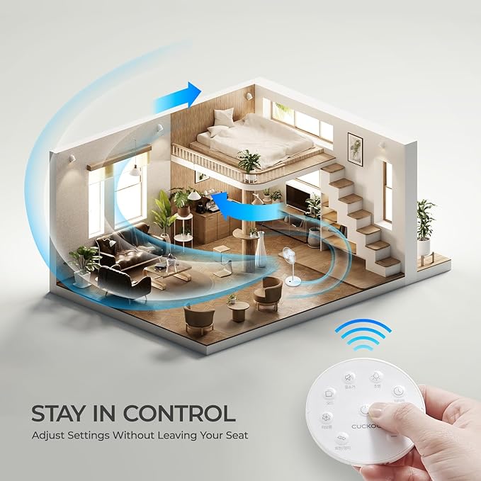 CUCKOO Rechargeable Travel Fan with 30 Hour Runtime, Portable Fan for Travel with BLDC Motor, Adjustable Height, 4 Wind Modes & 12 Speed Modes, Cordless Battery Powered, White (CF-ECL1010WH)