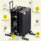 Krute Luggage Set 2 Pieces 20 28 Inch Aluminum Frame Carry on Luggages TSA Lock No Zipper Checked Suitcase with Spinner Wheels Lightweight PC Shell Hardside Suitcases