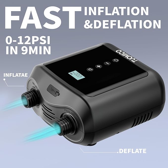 Paddle Board Electric Pump Portable Sup Air Pump with Case, 12V Car Plug Powered Mini Air Compressor Inflator for Inflatable Stand up Paddleboard Kayak boatTent Kite