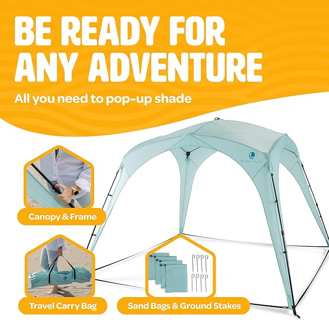 Pop Up Sun Canopy Shelter - Lightweight, Portable Outdoor Shelter with UPF 50+ Sun Protection & Easy Setup - Stable for Windy Conditions, Ideal for Beach, Picnic, Camping & More (Blue)