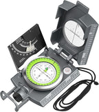 Proster IP65 Compass Hiking Survival - Lensatic Sighting Compass for Camping Navigation, Compass with Clinometer & Carry Bag for Camping Hunting Hiking Geology Activities