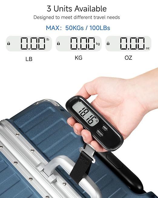 LUGGEX Luggage Weight Scale, Suitcase Scale, Luggage Scale Travel Digital, Travel Scale with Large LCD Display, Portable & Battery Included (Black, 2 Pack)