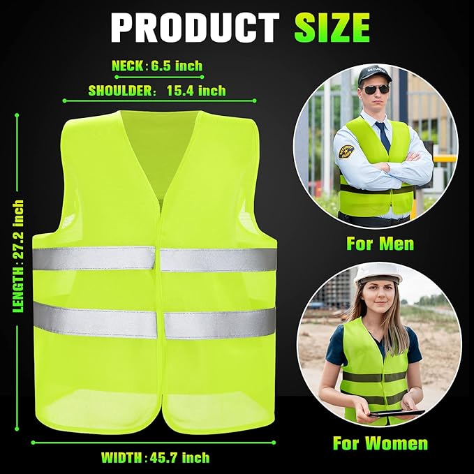JaGely High Visibility Safety Vest Bulk Reflective Mesh Security Vest for Men Women Work Cycling Runner Neon