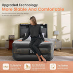 Twin Air Mattress with Built in Pump,18''Inflatable Mattress 2 Mins Self-Inflation/Deflation,XL-Long Blow up Mattress Thicker,Flocked Top Air Bed with Storage Bag for Home, Camping & Guests