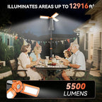 Rechargeable Camping Light with Stand, 15000 mAh Cordless Work Light with 3 LED Lamp Heads, 5500 Lumens Dimmable Camping Essentials Gear Emergency Flashlight with 86" Detachable Tripod, Orange