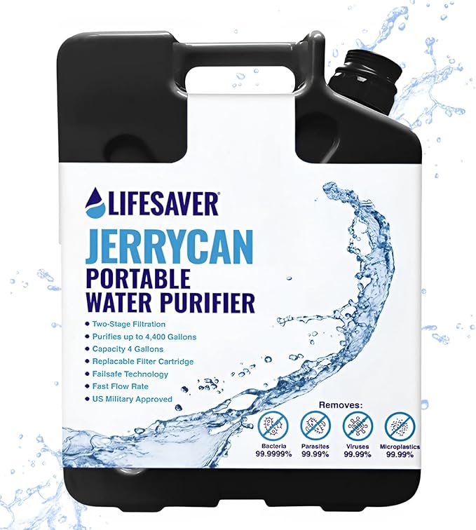 Lifesaver Jerrycan Water Purifier - Military Spec, Heavy Duty Water Purifier for Overlanding, Camping, Hiking, Emergency Preparedness and Survival Kit