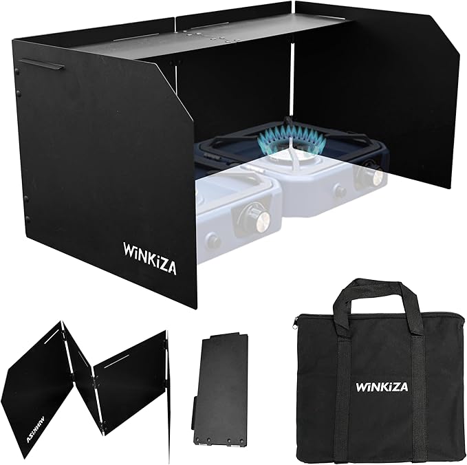 Camping Stove Windscreen Outdoor Foldable Gas Stove Windshield, Camping Wind Blocker with a Storage Bag for Butane Stoves, Propane Stoves, Camping, Hiking, Picnic, Cooking (Stove Not Included)