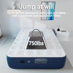 Air Mattress with Battery Pump, Rechargeable USB Electric Pump, Dutch Velvet Surface Self Inflatable Mattress Queen, Portable Air Bed for Camping, Indoor and Outdoor (18" Blue)