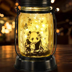Panda Gifts for Women/Men/Kids Panda Solar Lanterns Mom Grandma Birthday Present Lantern Memorial Lights Solar Garden Decoration Outside for Yard, Patio,Backyard,Porch Torches