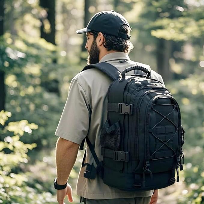 Tactical Backpack Military Hiking Daypack - Molle Backpack for Men 3 Day Assault Pack Bug Out Bag for Camping Travel Army Hunting Gym Rucksack Survival (Black)