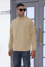 Men's Casual Quarter Zip Pullover Golf Windbreakers Athletic Lightweight Jacket Hiking Running Sweatshirt with Pockets