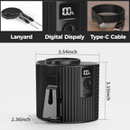 KITWLEMEN Portable Waist Fan - Personal Clip on Belt Fan, 5 Speeds 20H Cooling, Rechargeable Battery Operated, Wearable with Lanyard for Camping, Travel, Jobsite (Black)