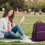 LOVEVOOK Laptop Backpack for Women with Pouch Pocket for Large Capacity Cup,15.6 Inch Laptop Computer Bag Travel Backpack Purse,Waterproof Work Business Backpack College Teacher Bags,Dark Purple