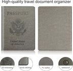 Rose Gold & Gray Passport Holder for Travel, Passport Wallet Cover Case for Family Women Men Cruise Essentials, Travel Must Haves Passports Book Protector