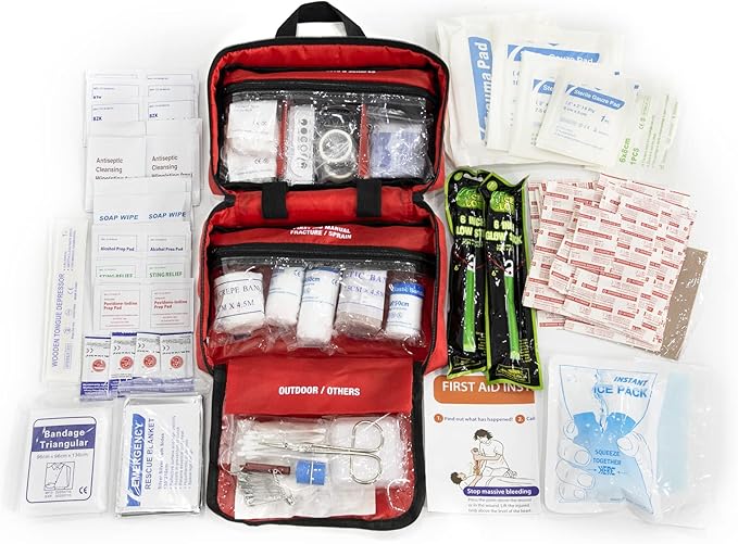 Kitgo First Aid Kit with Hospital Grade Medical Supplies, 220pcs Emergency Medical Trauma Kit, Gift for Dad Husband Great for Home, Outdoors, Office, Car, Travel, Camping, Hiking, Boating