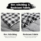 puredown® Checkered Feather Down Throw Blanket Lightweight Packable Buffalo Plaid Throw for Indoor and Outdoor Use, 50"X70", Black and White