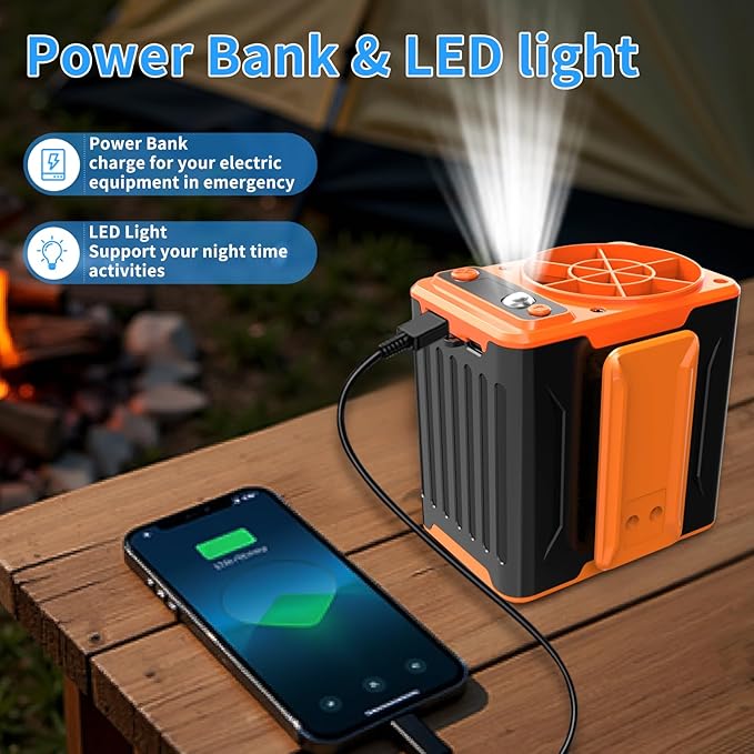 Portable Waist Fan Rechargeable, 10000mAh Personal Shirt Fans, 4 Speeds 10000RPM Clip Belt Fan, Hands-Free Neck Fan for Camping, Jobsite, Outdoor Work - Up to 48H Cooling